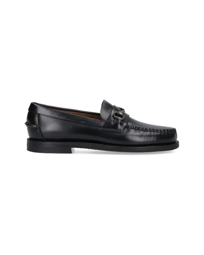 Sebago Moccasin-Style Black Leather Flats schwarz Schwarz