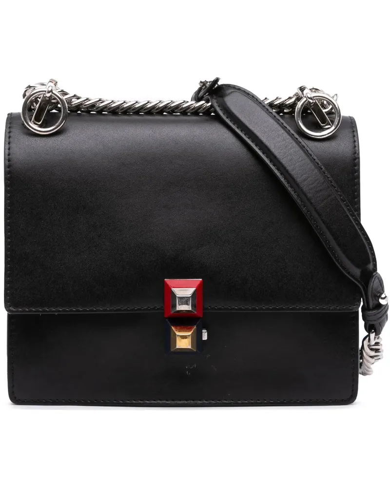 Fendi Hobo Bags Small Leather Kan I Crossbody schwarz Schwarz