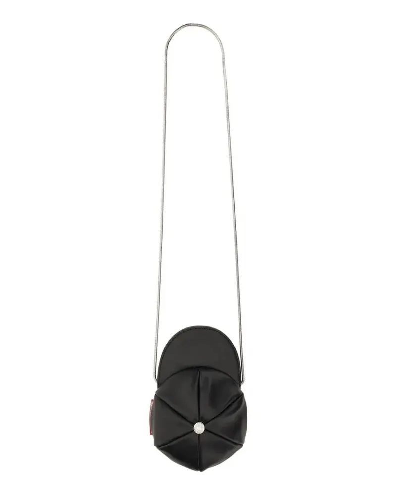 Moschino Hobo Bags Pleated Mini Bag With Adjustable Chain Strap schwarz Schwarz