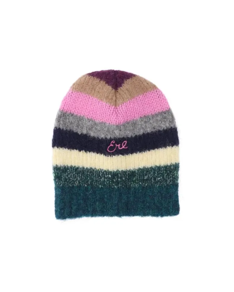 ERL Caps & Mützen Knitted Beanie Hat With Vibrant Horizontal Stripes bunt Bunt