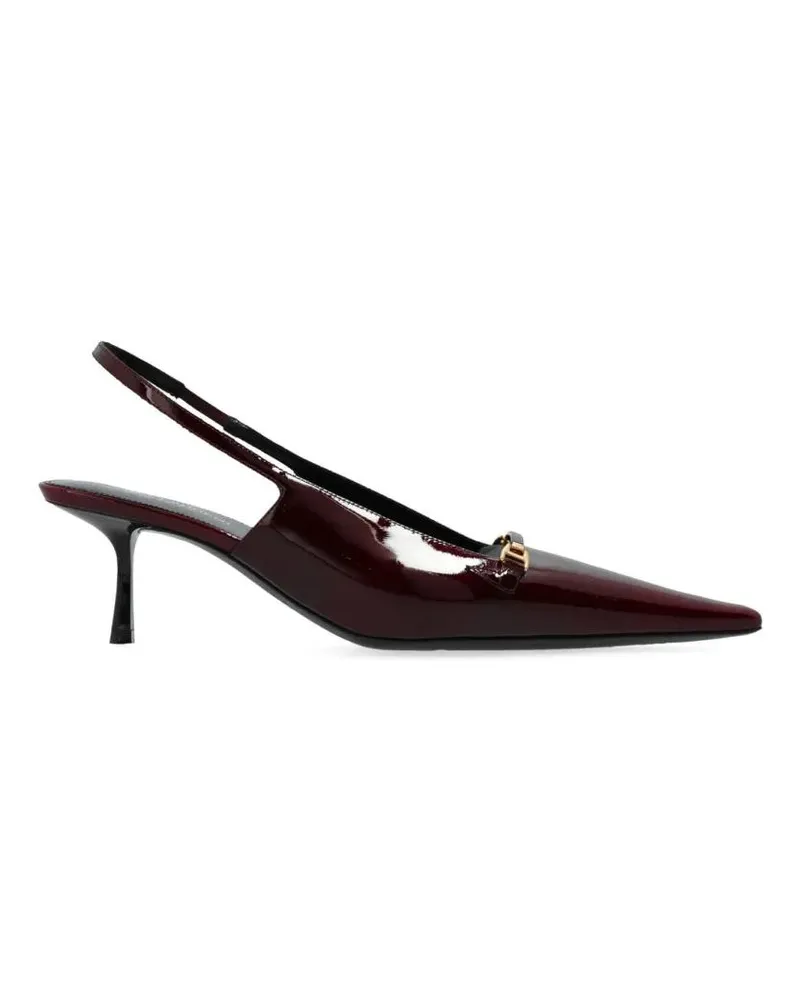 Saint Laurent Hohe Schuhe Patent Leather Slingback Pumps With Gold-Tone Hard schwarz Schwarz