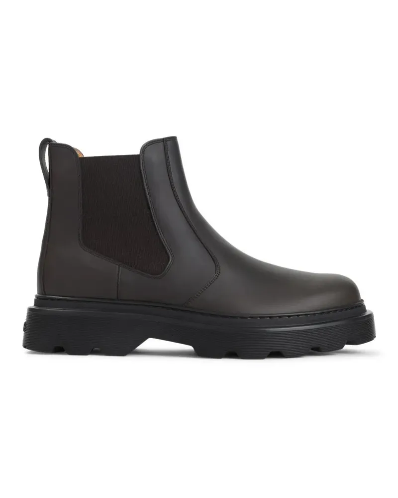 TOD'S Stiefel Black Leather Ankle Boots schwarz Schwarz