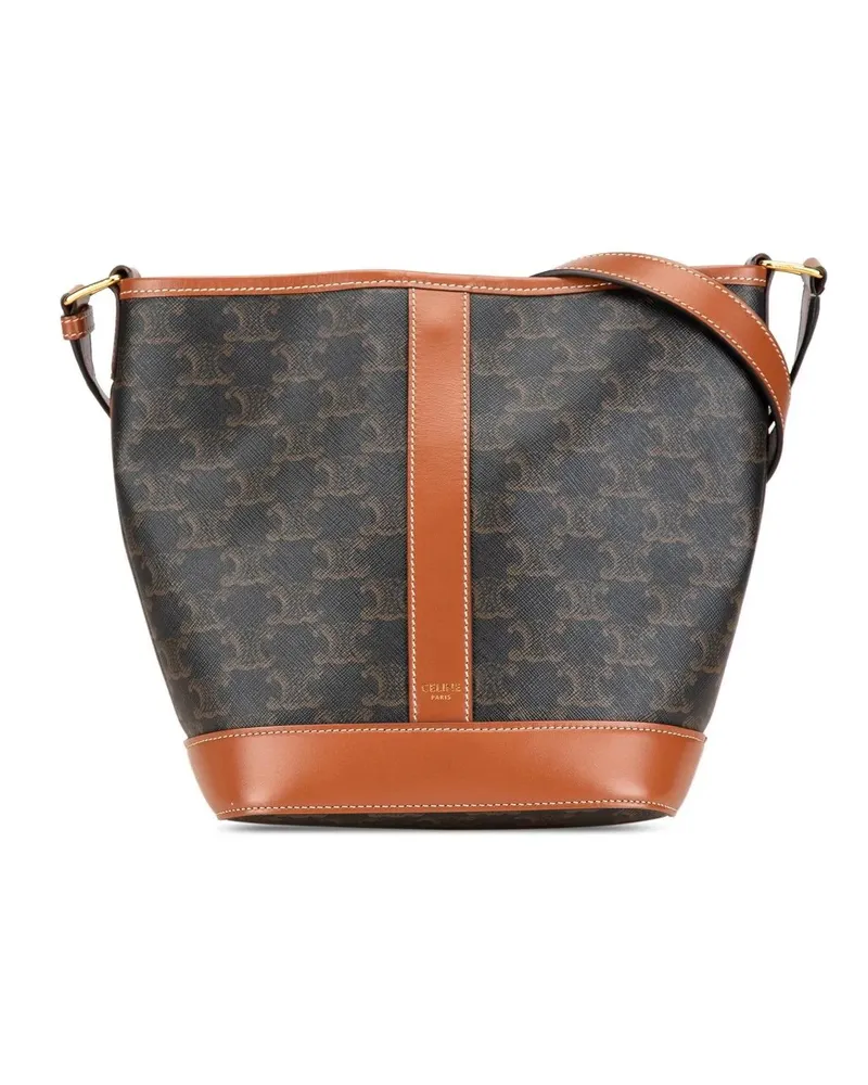 Celine Hobo Bags 2020 Small Triomphe Coated Canvas Bucket Bag braun Braun