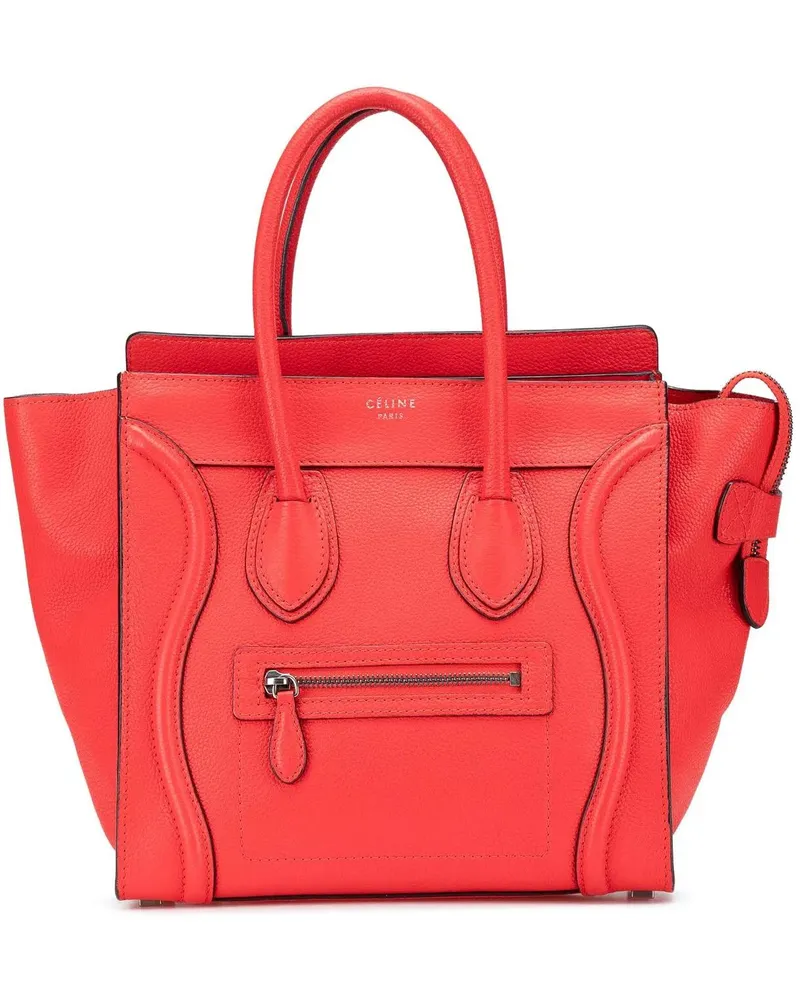 Celine Crossbody Bags Micro Calfskin Luggage Tote rot Rot
