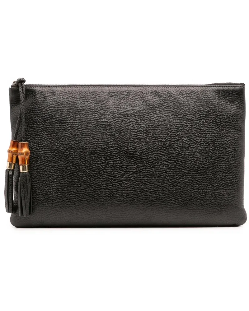 Gucci Clutches Calfskin Bamboo Tassel Clutch schwarz Schwarz