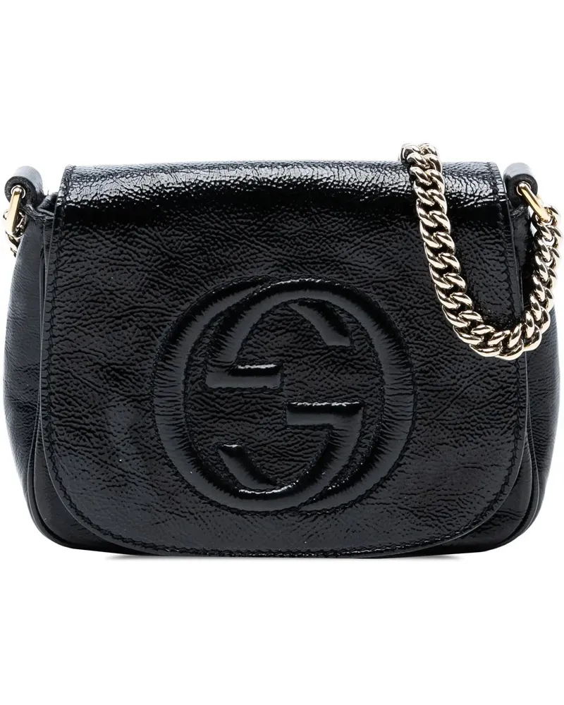 Gucci Hobo Bags Small Patent Soho Chain Flap Crossbody schwarz Schwarz