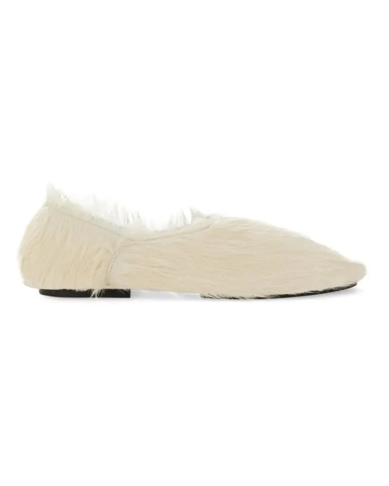 Jil Sander Pointed-Toe Low Calfskin Slipper With Textured Fin beige Beige