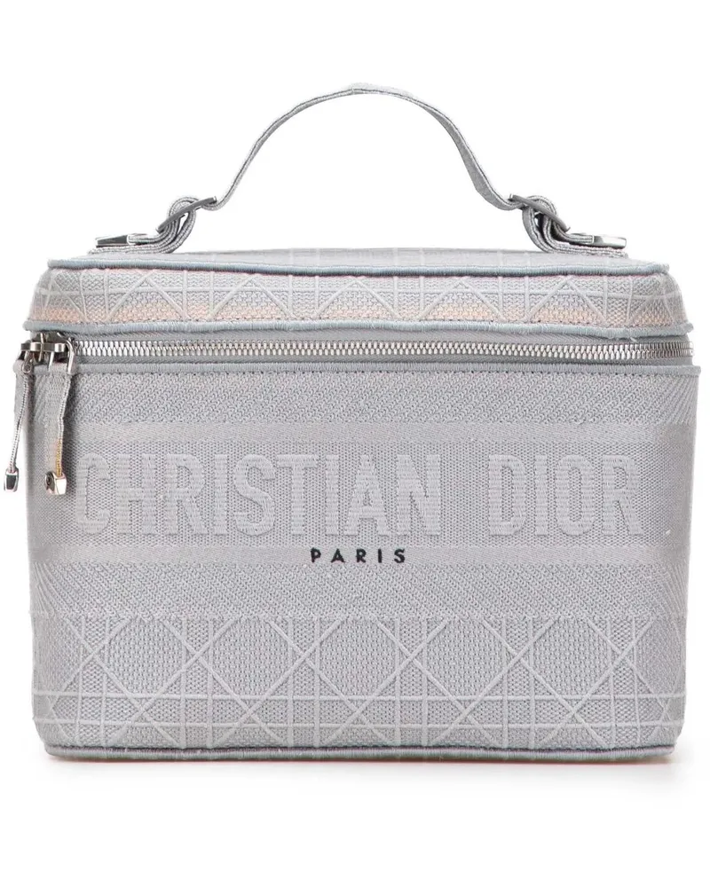 Dior Kosmetiktaschen Canvas Cannage Diortravel Vanity Case grau Grau