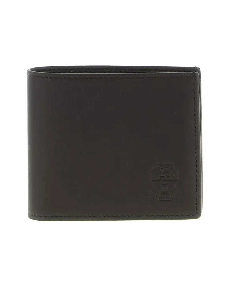 Brunello Cucinelli Portemonnaies Leather Wallet With Embossed Logo braun Braun
