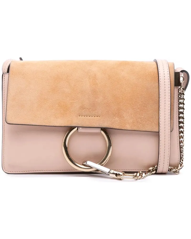 Chloé Hobo Bags Small Suede and Calfskin Faye Crossbody rosa Gold