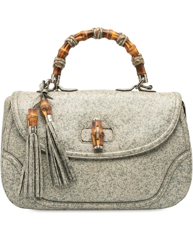 Gucci Hobo Bags Large Speckled Leather New Bamboo Top Handle Bag grau Grau