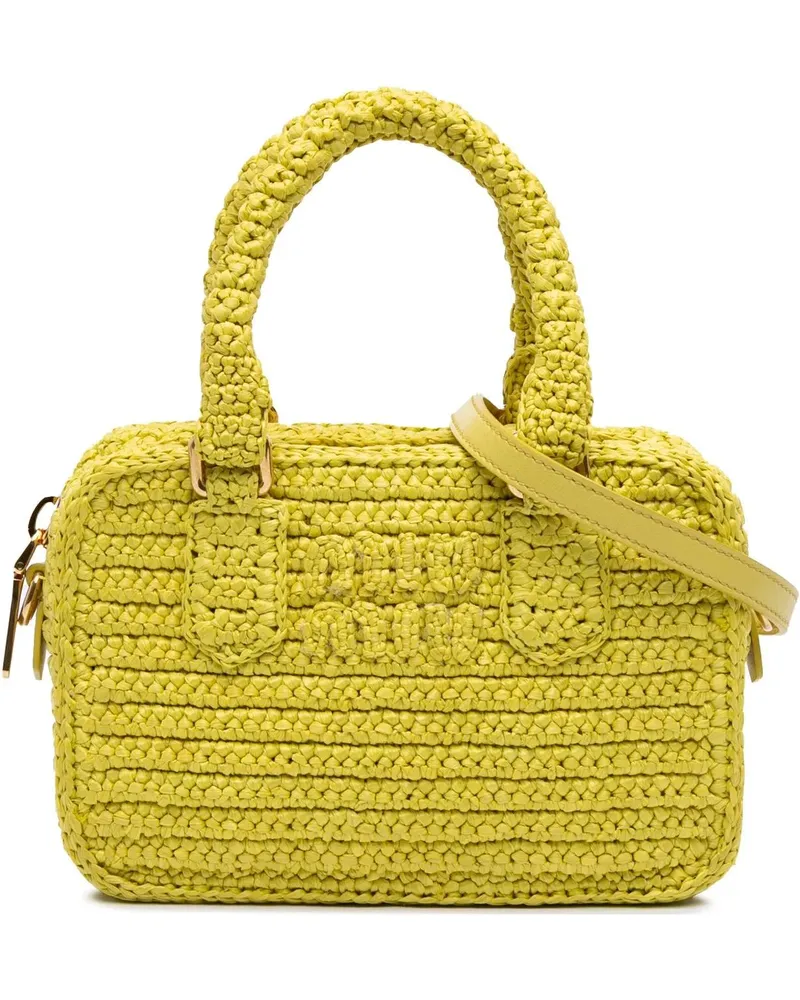 Miu Miu Hobo Bags Raffia Crochet Arcadie Top Handle Bag gelb Gelb