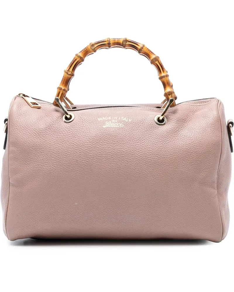 Gucci Hobo Bags Medium Calfskin Bamboo Shopper Boston Bag rosa Gold