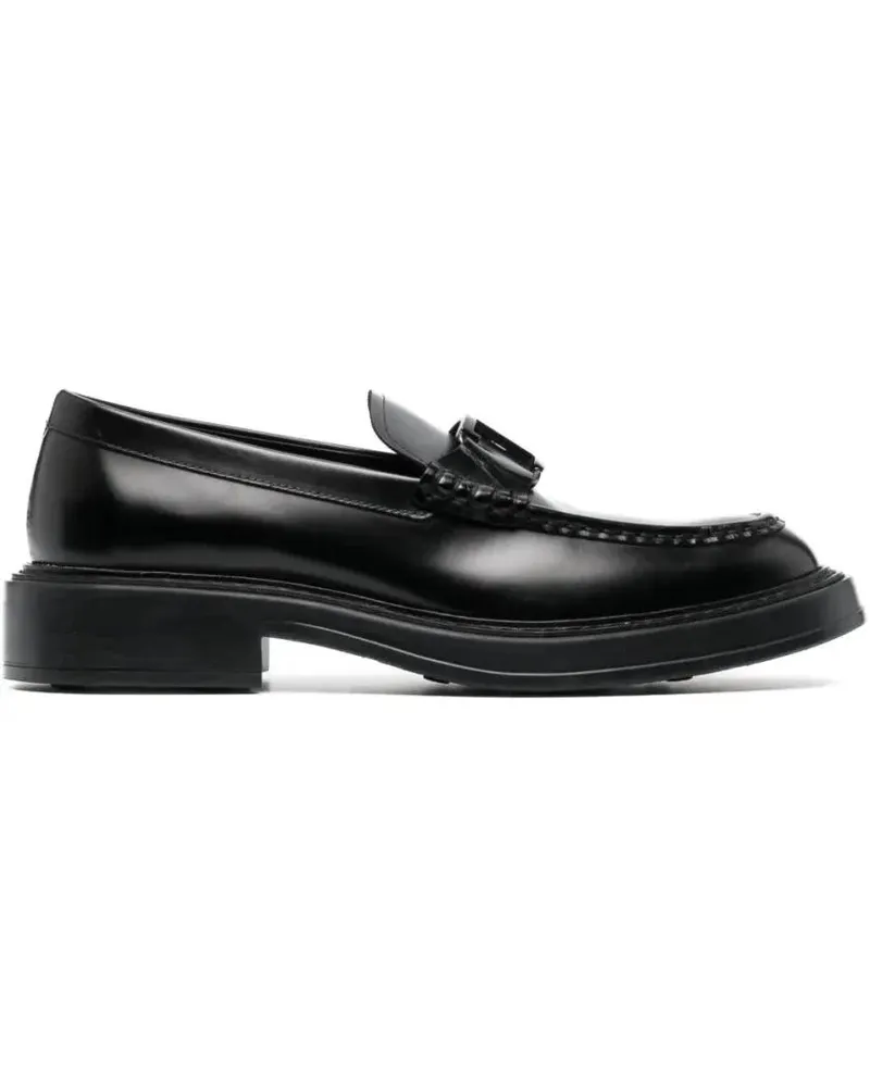 TOD'S Loafer Logo-Plaque Leather Loafers schwarz Schwarz