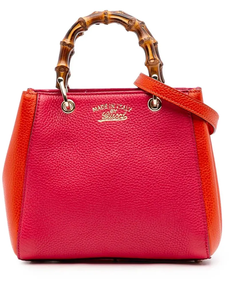 Gucci Hobo Bags Mini Bicolor Calfskin Bamboo Shopper Satchel rosa Gold