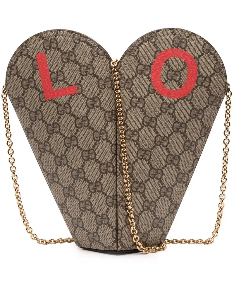 Gucci Hobo Bags Valentines Day GG Supreme Love Heart Bag braun Braun