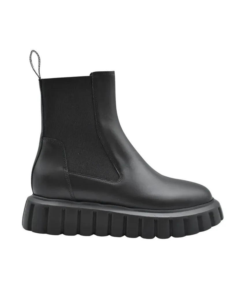 Voile Blanche Stiefel Black Leather Boots With Chunky Sole schwarz Schwarz