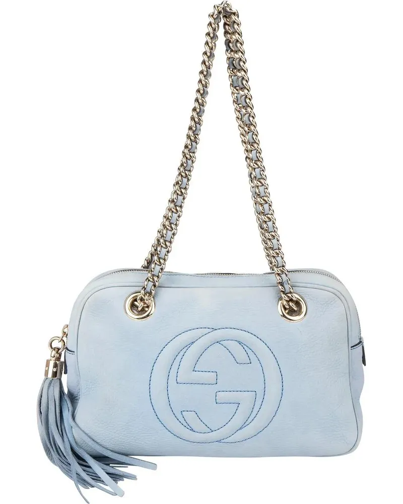 Gucci Crossbody Bags  Blue Nubuk Leather GG Soho Shoulder Bag blau Blau