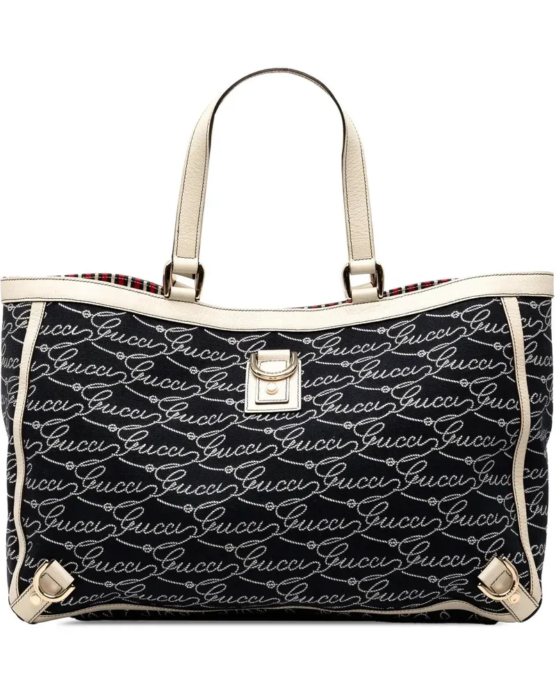 Gucci Shopper 85th Anniversary Canvas Logo Abbey D Ring Tote blau Blau