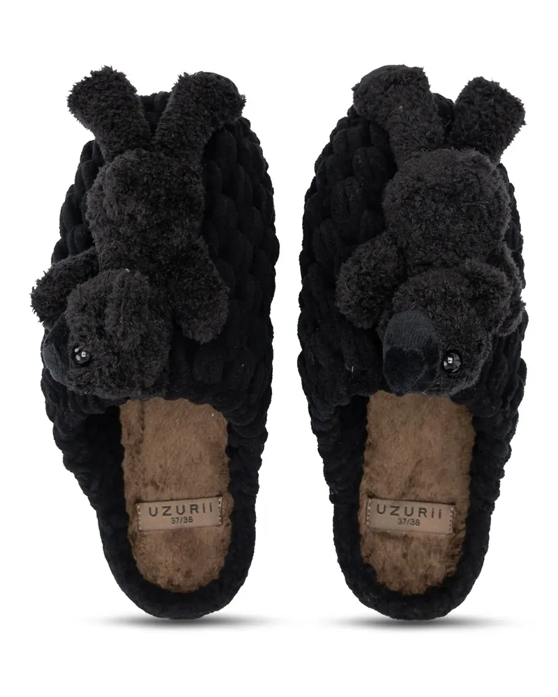 uzurii Slipper & Pantoletten Pantoffeln Pantoffel Fozzie Bear schwarz Schwarz