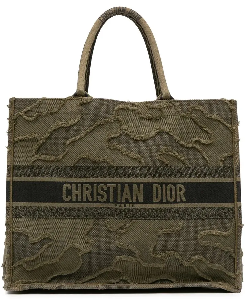 Dior Shopper Large Embroidered Canvas Camouflage Book Tote grün Grün