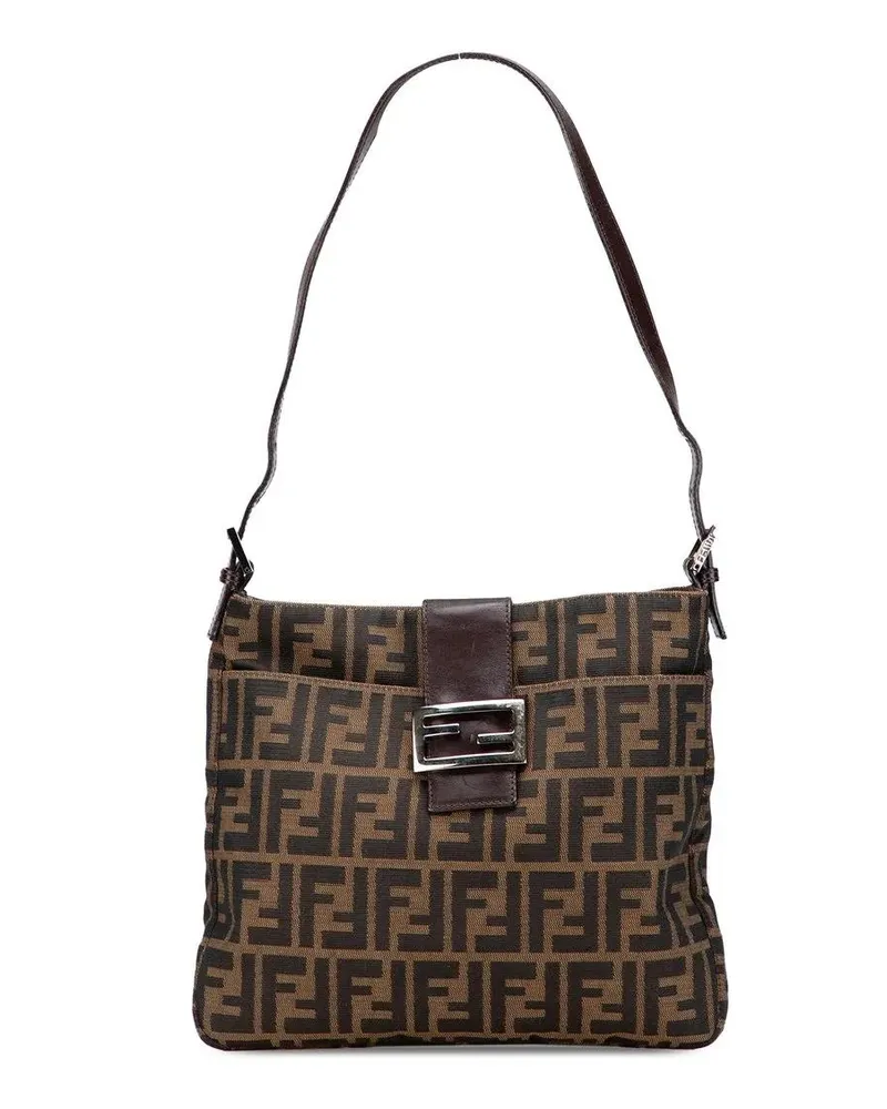 Fendi Hobo Bags Zucca Canvas Shoulder Bag braun Braun