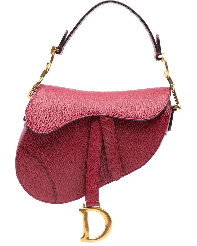 Dior Hobo Bags Mini Grained Calfskin Saddle Bag rot Rot