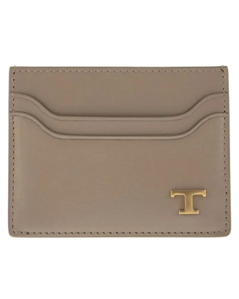 TOD'S Portemonnaies Leather Card Holder With Logo braun Braun
