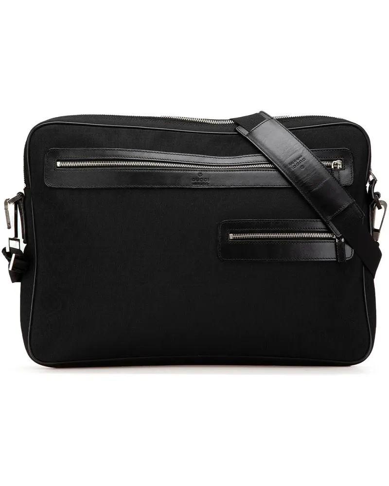 Gucci Crossbody Bags Leather Trimmed Nylon Laptop Bag schwarz Schwarz