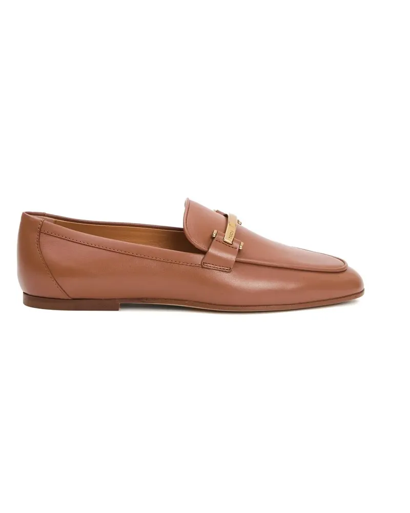 TOD'S Sole Leather Leather Leather Gold Bar Moccasin braun Braun