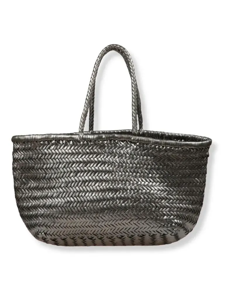 Dragon Diffusion Shopper & Totes Bamboo Woven Handbag With Intricate Herringbone De silberfarben Silber