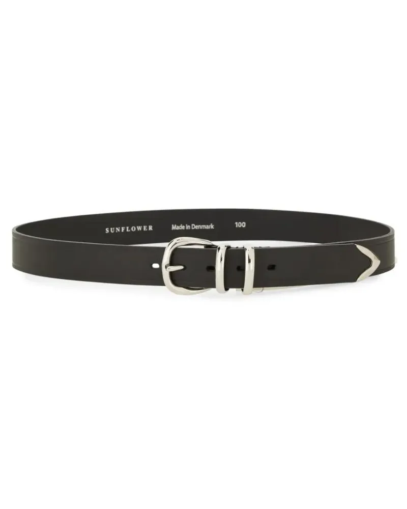 Sunflower Gürtel Refined Leather Belt With Polished Silver Buckle schwarz Schwarz