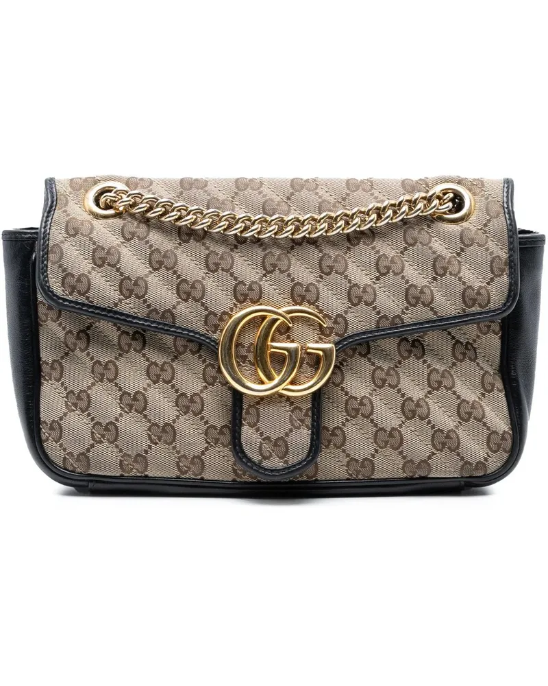 Gucci Hobo Bags Medium GG Marmont Matelasse Diagonal GG Canvas Sho braun Braun