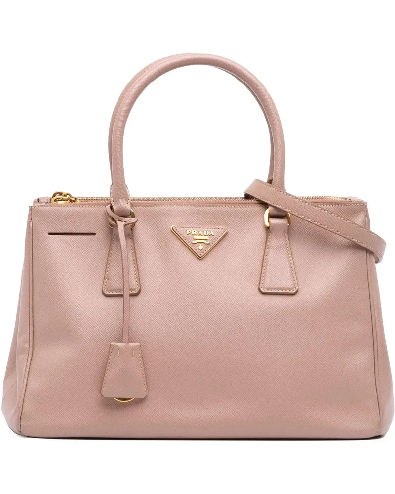 Prada Hobo Bags Large Saffiano Lux Galleria Double Zip Satchel rosa Gold