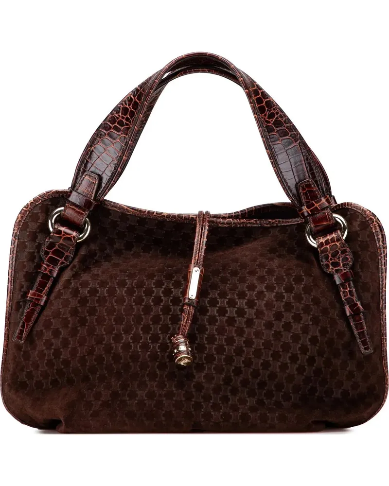 Celine Hobo Bags Macadam Suede and Croc Embossed Leather Bitterswee braun Braun