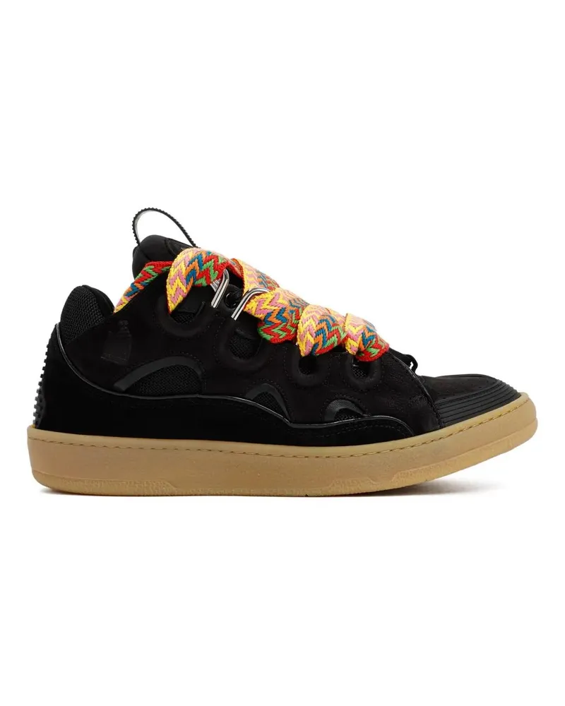 Lanvin Low-Top Sneaker Black Suede Calf Leather Sneakers schwarz Schwarz
