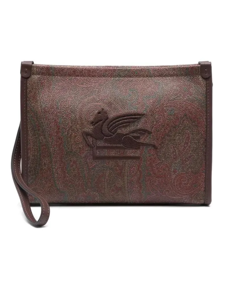 Etro Clutches Intricately Designed Paisley Pattern Clutch grau Grau