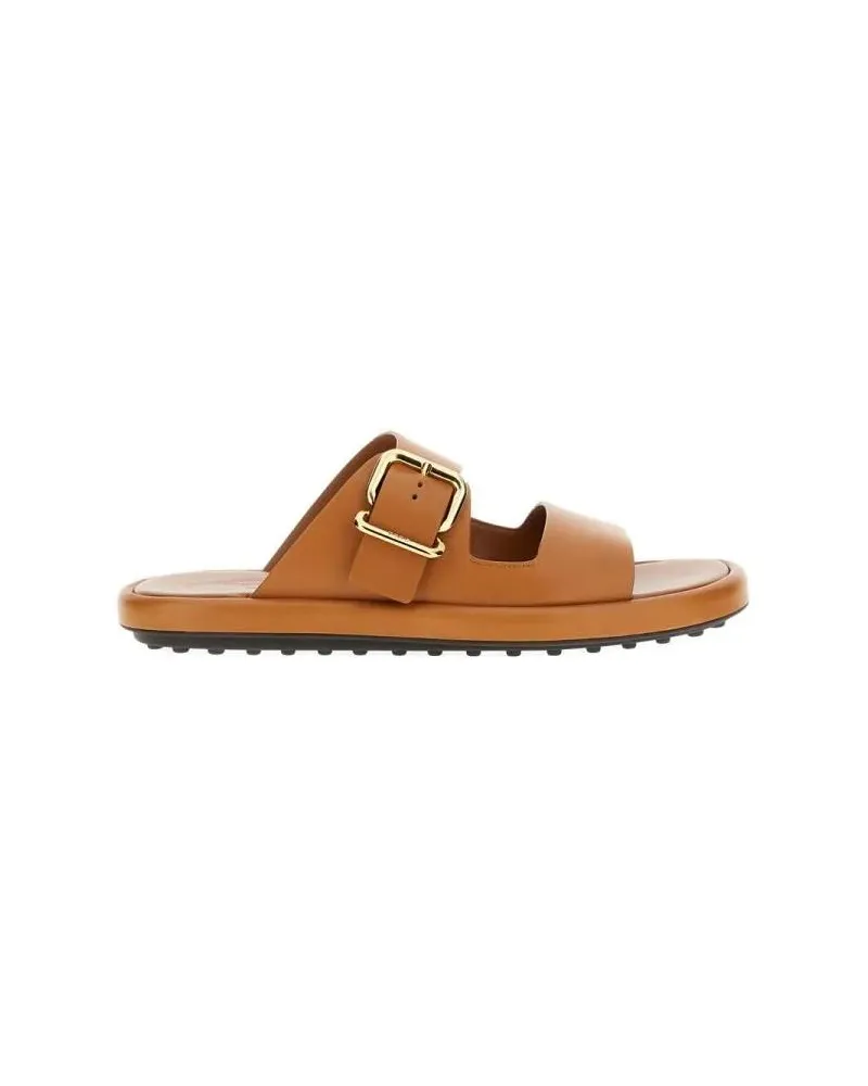TOD'S Sandalen Leather Sandals With Gold Buckle Closure braun Braun