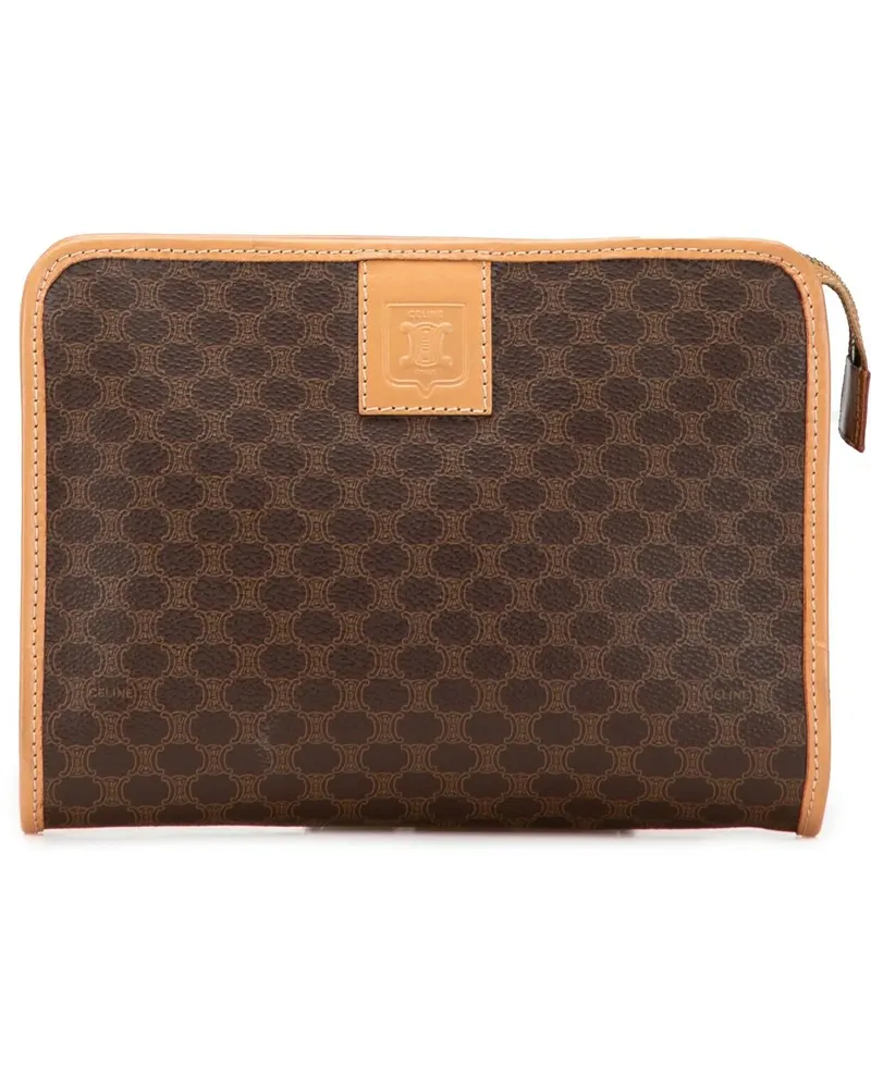 Celine Clutches Macadam Coated Canvas Clutch braun Braun