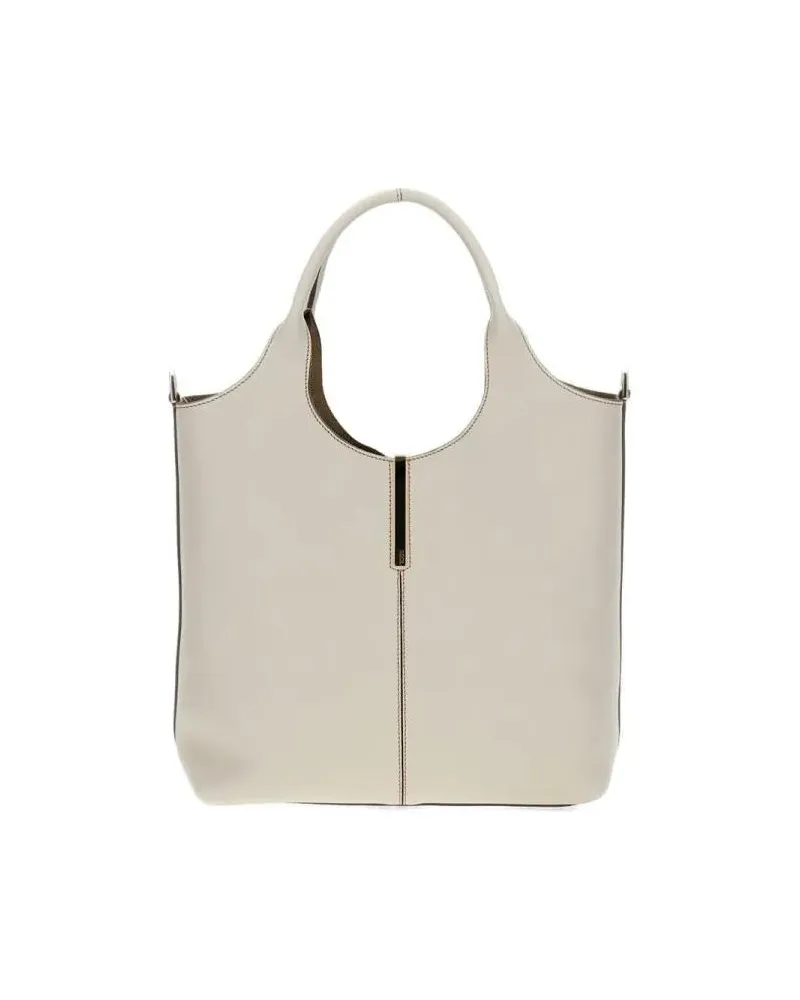 TOD'S Hobo Bags Minimalist White Handbag With Cut-Out Handle weiß Weiß
