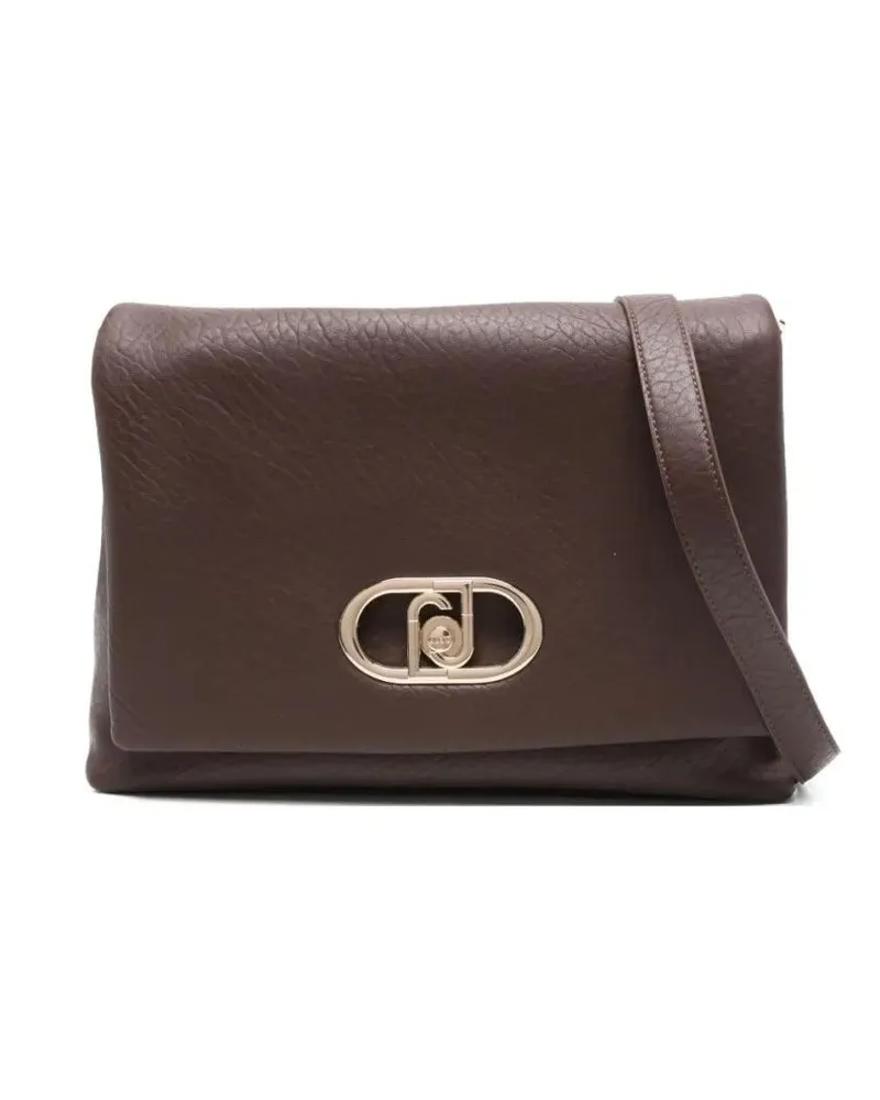 Liu Jo Hobo Bags Textured Brown Shoulder Bag With Logo Plaque braun Braun