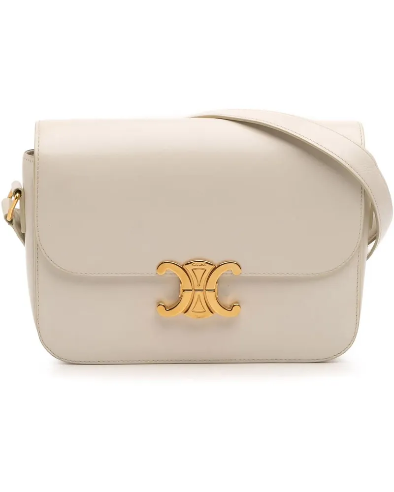 Celine Hobo Bags Classique Shiny Calfskin Triomphe Crossbody braun Braun