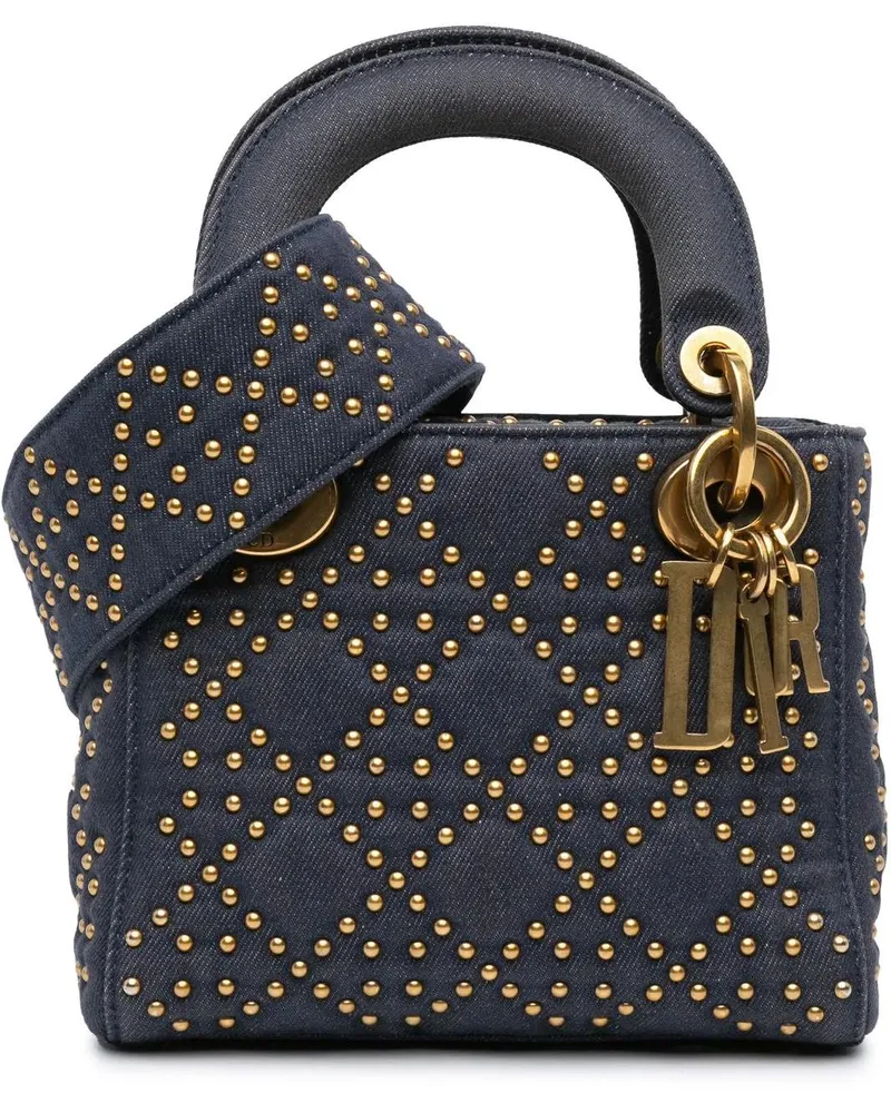 Dior Hobo Bags 2017 Mini Denim Cannage Studded Supple Lady Dior blau Blau
