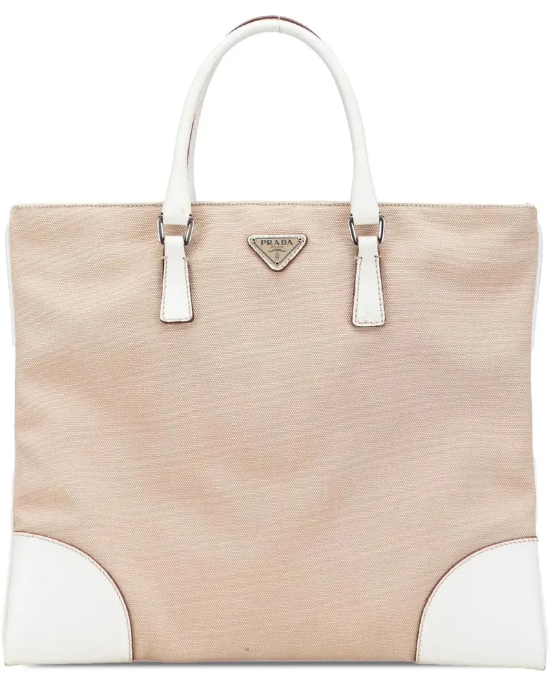 Prada Shopper Cinghiale Trimmed Canvas Canapa Tote braun Braun