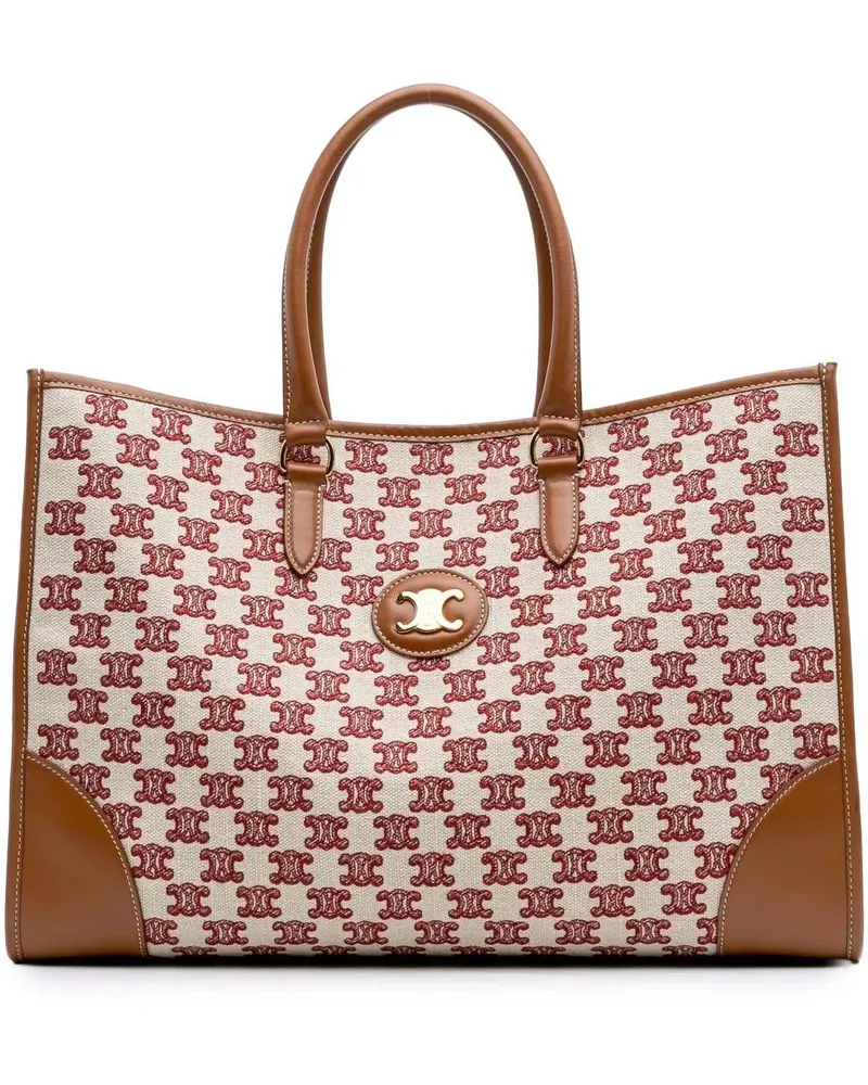 Celine Shopper Triomphe Embroidered Canvas Horizontal Cabas Tote braun Braun
