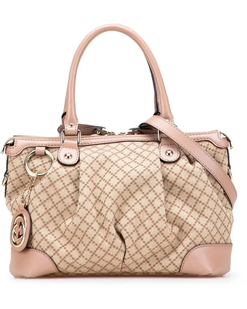 Gucci Hobo Bags Diamante Canvas Sukey Satchel braun Braun