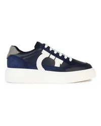 Ferragamo Sneakers Cassina' Blue Leather Sneakers Blau