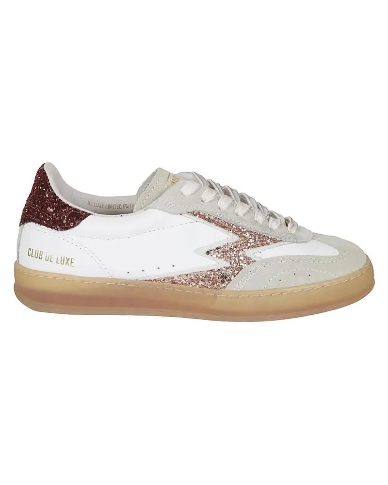 MOACONCEPT Low-Top Sneaker Low-Top Sneakers With Burgundy Glitter And Pink Lo weiß Weiß