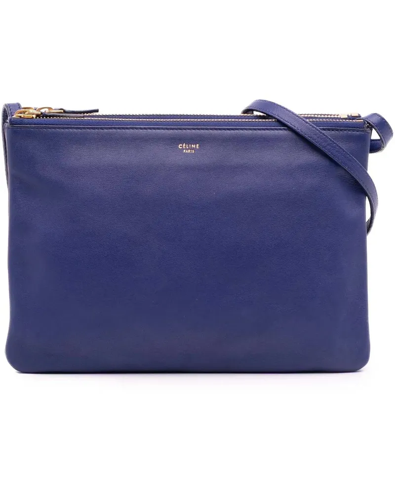 Celine Hobo Bags Large Lambskin Trio Crossbody blau Blau