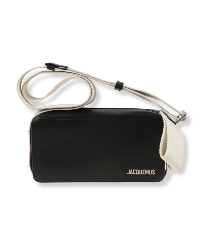 Jacquemus Hobo Bags Rectangular Canvas Trim Shoulder Bag schwarz Schwarz